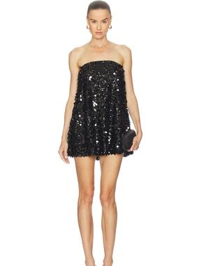 REVOLVE Black Sequin Strapless Mini Dress
